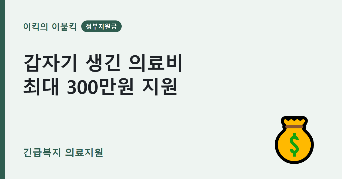 300만원 한도 의료비 지원 상시신청 조건은 뭘까요